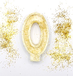 Свеча цифра "0" с золотом